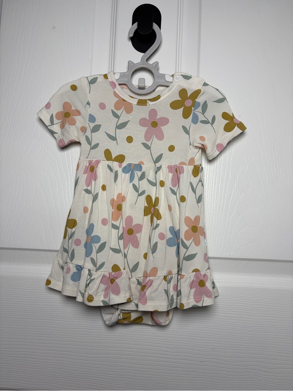 Posh Peanut Daisy Floral Ruffled Twirl Bodysuit Dress 6-12M EUC
